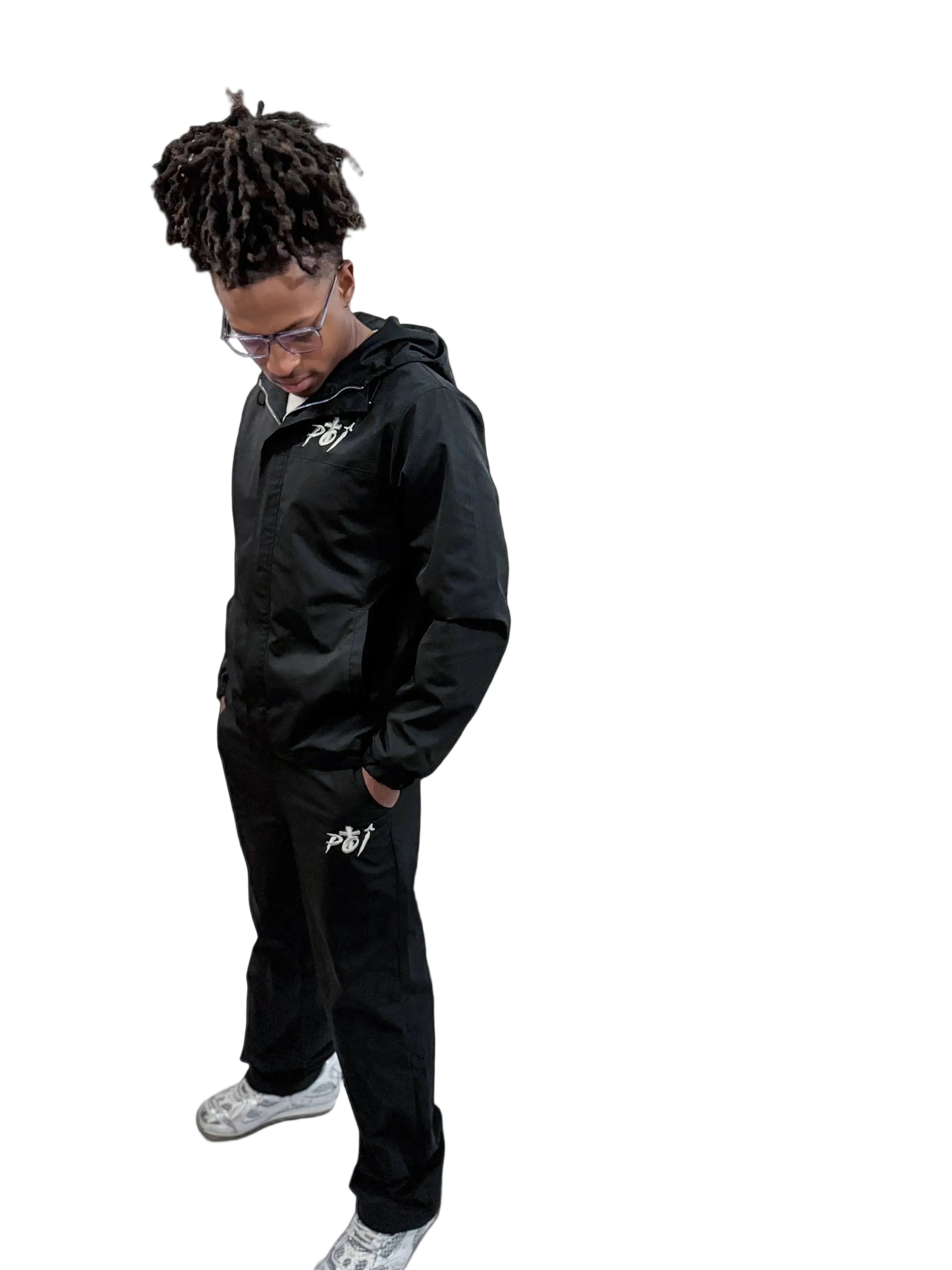 Black Windbreaker Set
